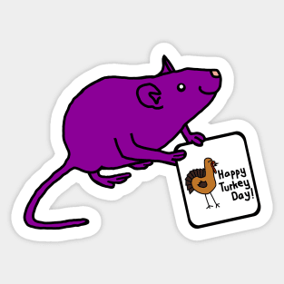 Purple Rat with Thanksgiving Turkey Greetings Sticker